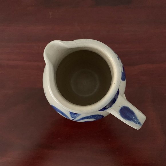 VTG 5” German HANDARBEIT Salt Glazed Cobalt Light Blue Pottery Pitcher A. Wagner - Picture 8 of 11